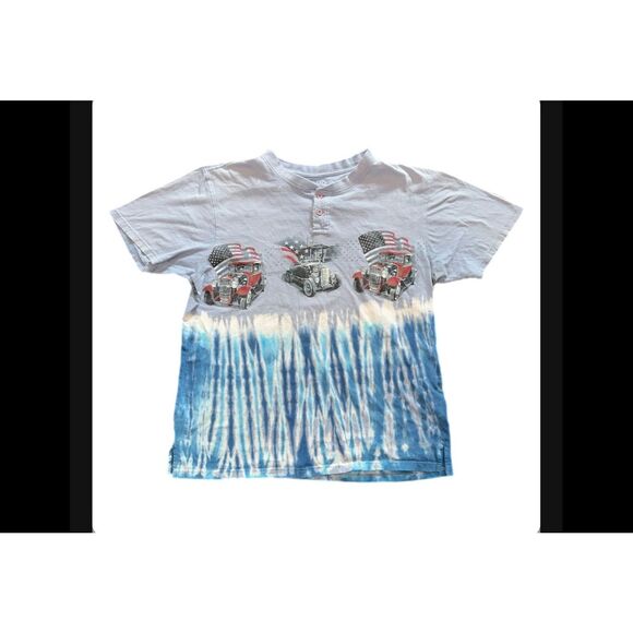 American Hot Rods Henley Tie-Dye Tee - Picture 1 of 4
